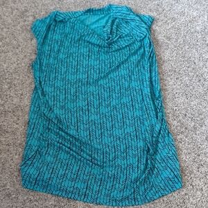 Worthington Teal and Black Patterned Blouse